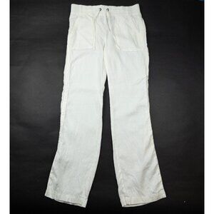 Athleta Linen Pants Solid White Women's 8T Tall Drawstring Pull On Vacation